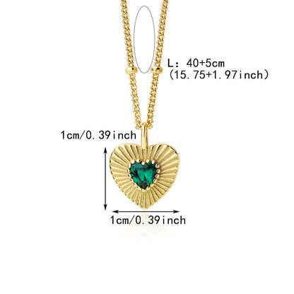 Sunburst Emerald Heart Pendant Necklace - Gold Plated 925 Sterling Silver - Photo 6 | Pinky Promise