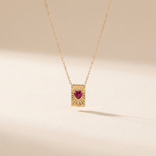 Buy Sunburst Heart Tag Necklace - Gold Plated 925 Sterling Silver at Pinky Promise