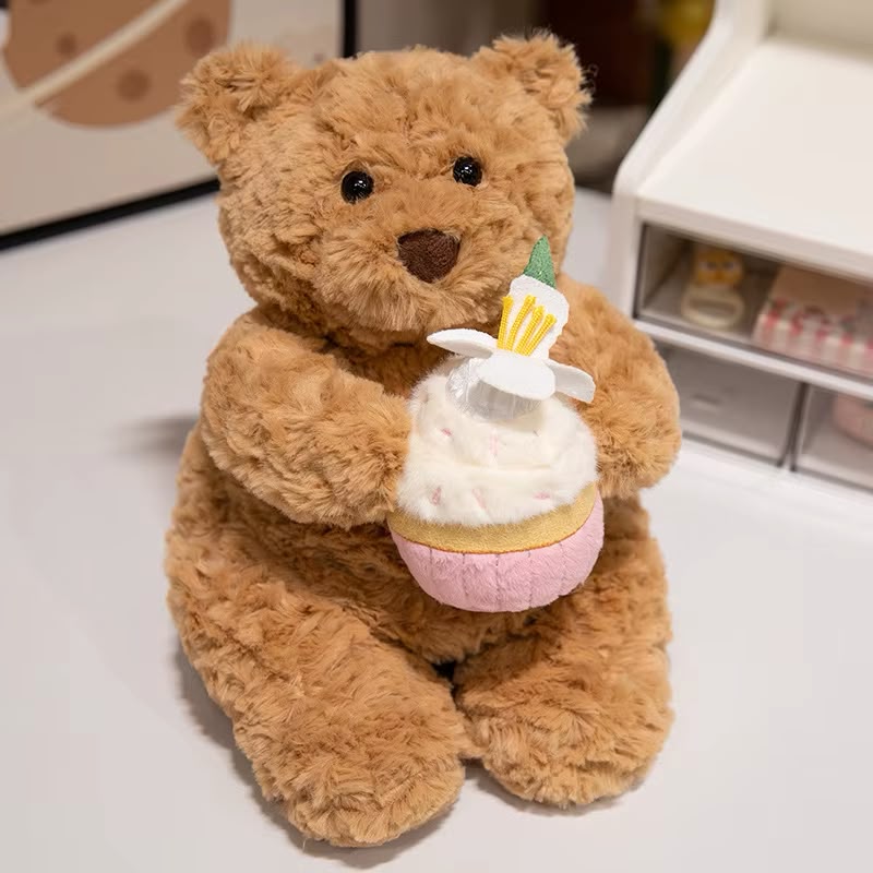Sweetheart Brown Teddy Bear Plush with Pink Cupcake - 26 cm - Photo 7 | Pinky Promise
