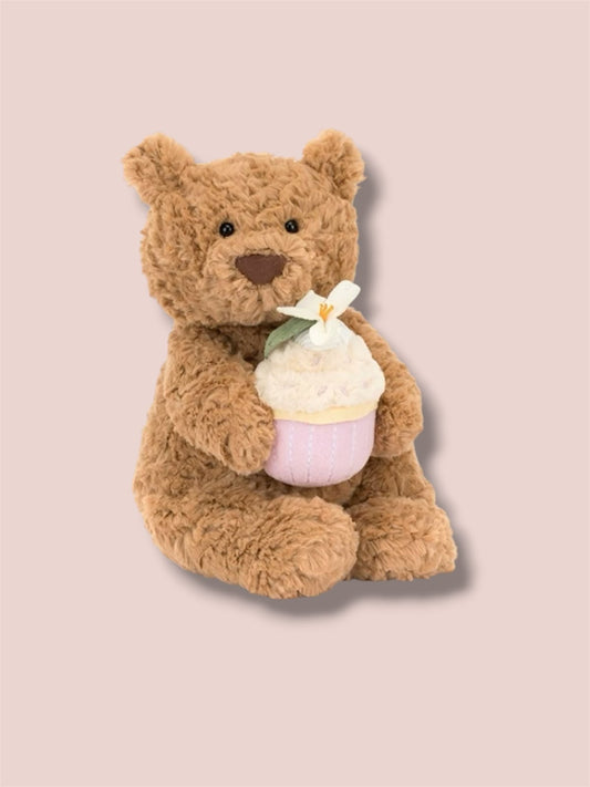 Buy Sweetheart Brown Teddy Bear Plush with Pink Cupcake - 26 cm at Pinky Promise