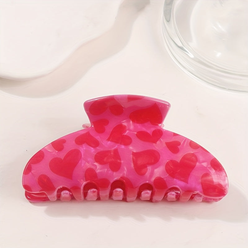 Sweetheart Pink Heart Hair Claw Clip – Romantic Marbled Acrylic Hair Accessory - Photo 4 | Pinky Promise