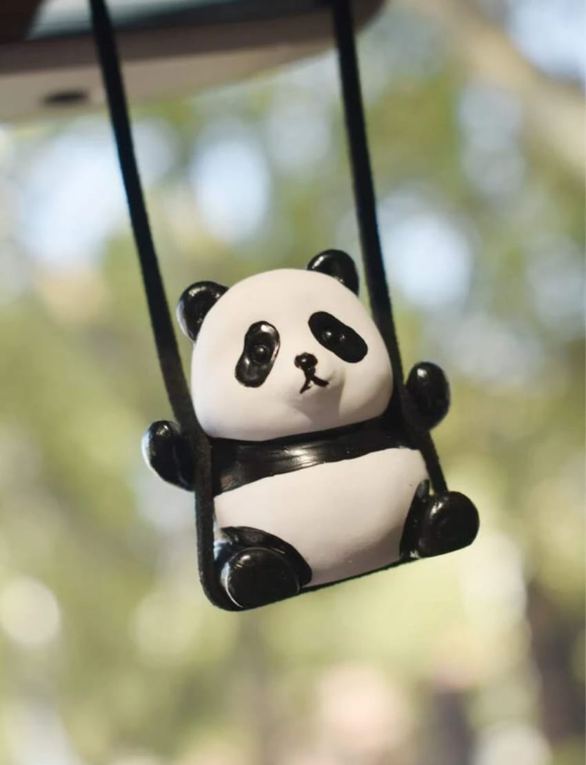 Swinging panda car decorations | Pinky Promise