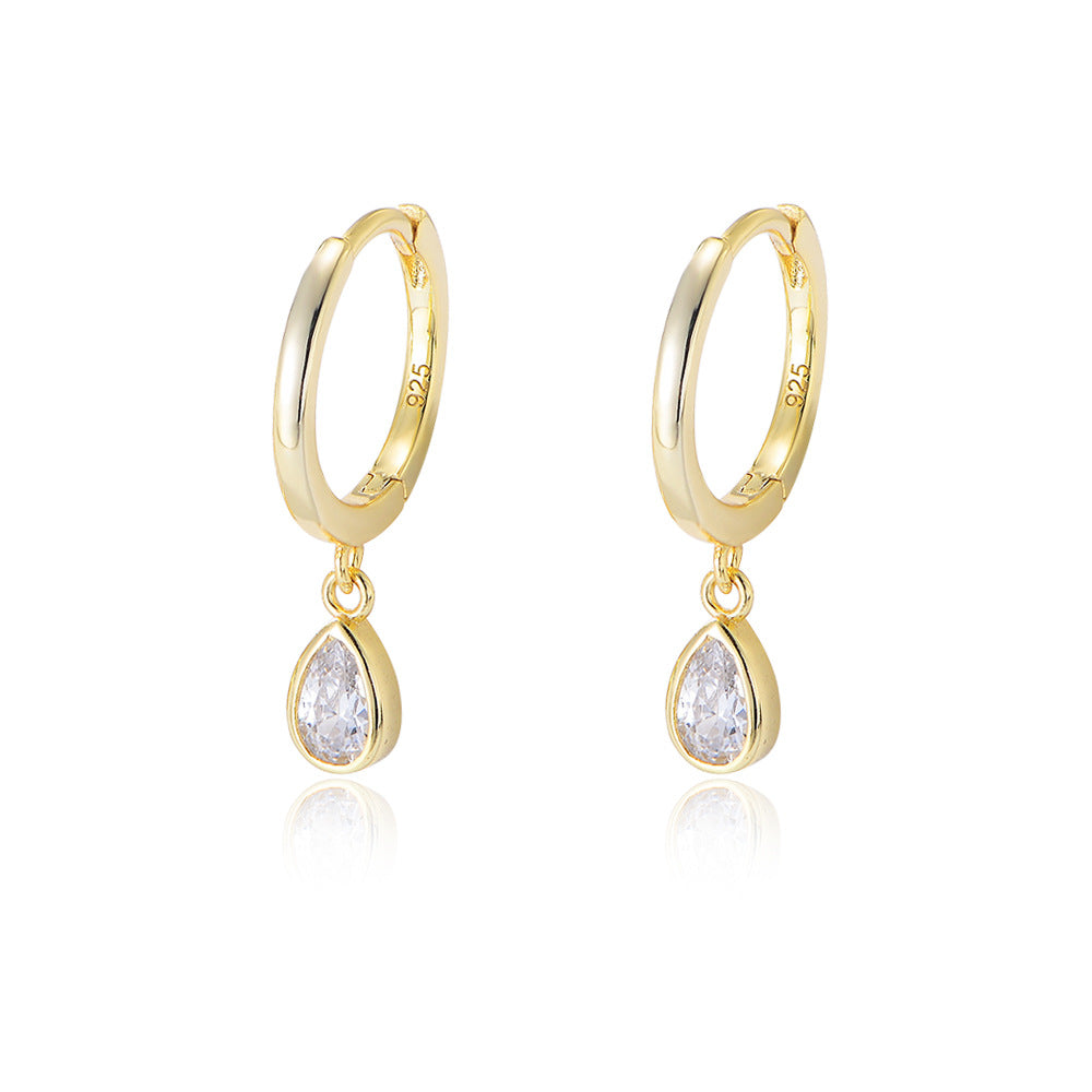 Teardrop Zircon Hoop Earrings - 925 Sterling Silver - Photo 4 | Pinky Promise