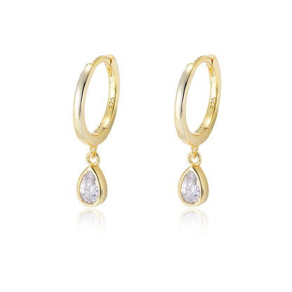 Teardrop Zircon Hoop Earrings - 925 Sterling Silver - Photo 4 | Pinky Promise