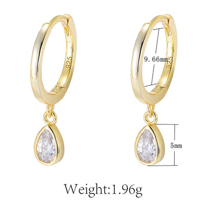 Teardrop Zircon Hoop Earrings - 925 Sterling Silver - Photo 5 | Pinky Promise