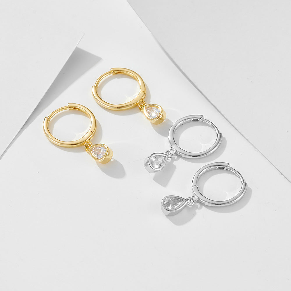 Teardrop Zircon Hoop Earrings - 925 Sterling Silver - Photo 7 | Pinky Promise