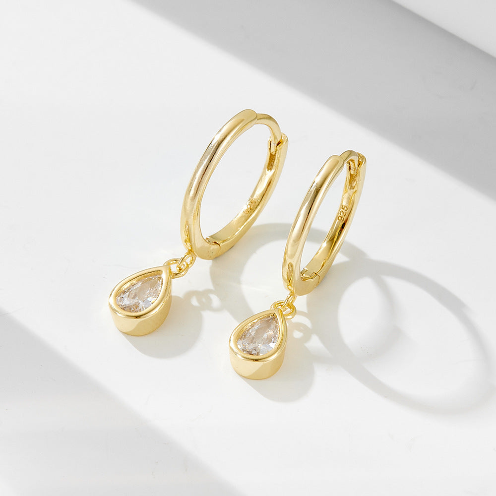 Teardrop Zircon Hoop Earrings - 925 Sterling Silver - Photo 8 | Pinky Promise