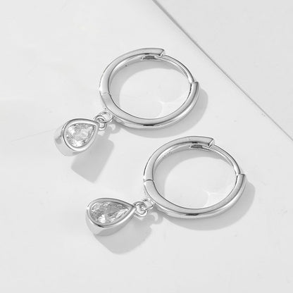 Teardrop Zircon Hoop Earrings - 925 Sterling Silver - Photo 10 | Pinky Promise