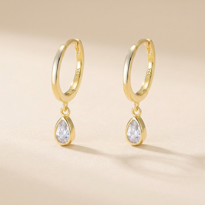 Buy Teardrop Zircon Hoop Earrings - 925 Sterling Silver at Pinky Promise