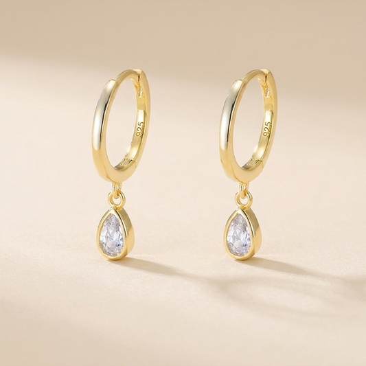 Buy Teardrop Zircon Hoop Earrings - 925 Sterling Silver at Pinky Promise