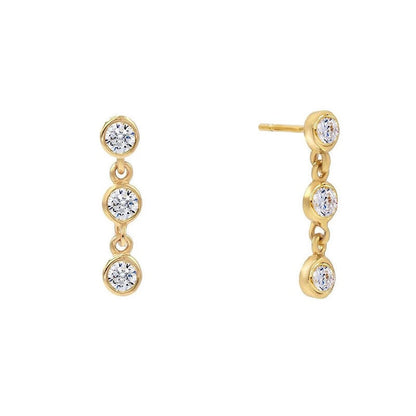 Trio Bezel Drop Earrings - 925 Sterling Silver - Photo 5 | Pinky Promise