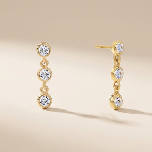 Buy Trio Bezel Drop Earrings - 925 Sterling Silver at Pinky Promise