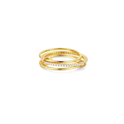 Triple Band Pavé Ring – 925 Sterling Silver, Gold Plated - Photo 5 | Pinky Promise