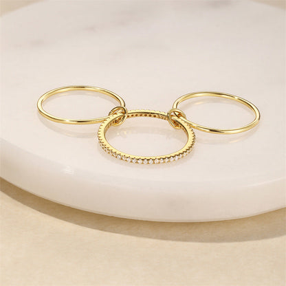 Triple Band Pavé Ring – 925 Sterling Silver, Gold Plated - Photo 6 | Pinky Promise