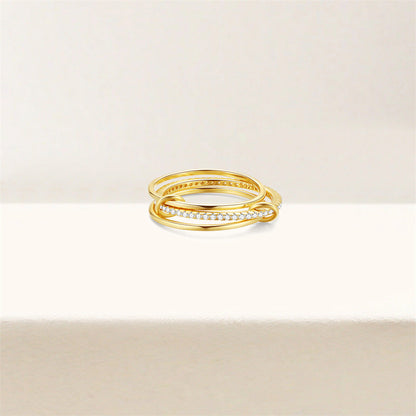 Triple Band Pavé Ring – 925 Sterling Silver, Gold Plated - Photo 7 | Pinky Promise