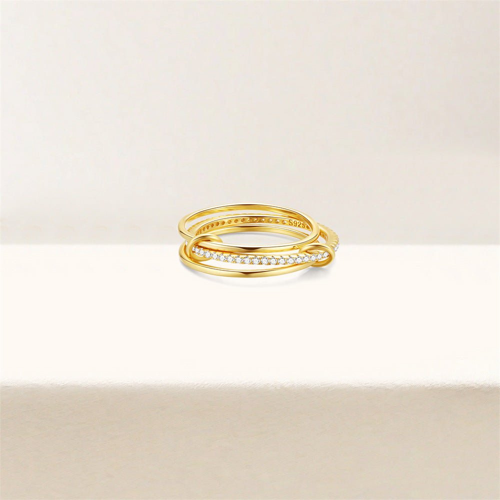 Triple Band Pavé Ring – 925 Sterling Silver, Gold Plated - Photo 7 | Pinky Promise