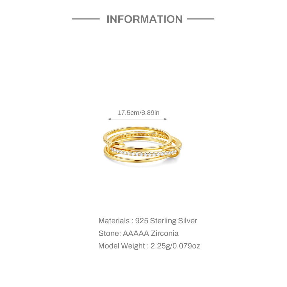 Triple Band Pavé Ring – 925 Sterling Silver, Gold Plated - Photo 8 | Pinky Promise