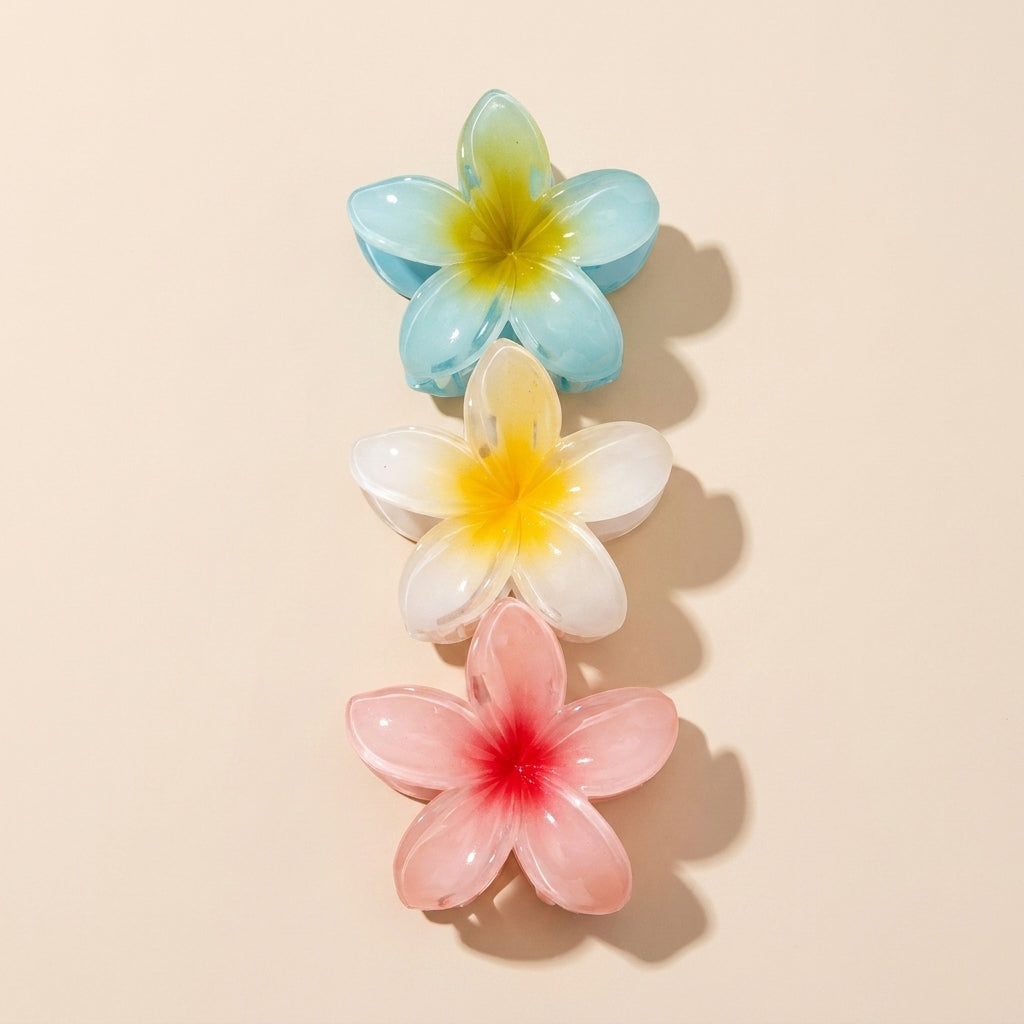 Buy Tropical Plumeria Flower Hair Claw Clips – Gradient Acrylic Floral Hair Accessory at Pinky Promise