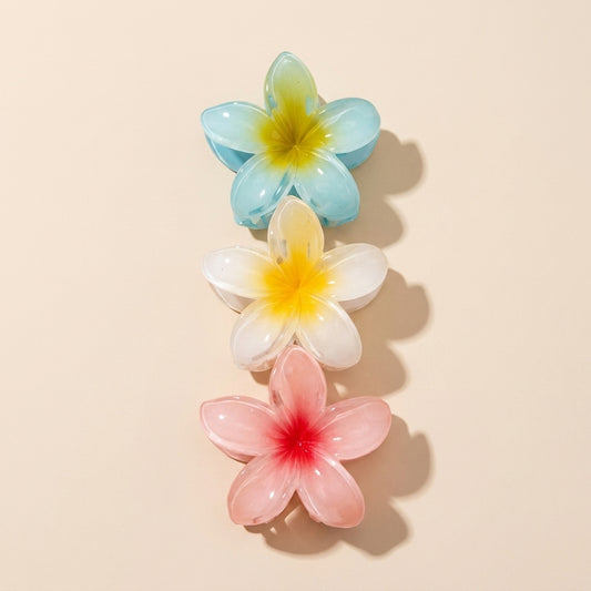 Buy Tropical Plumeria Flower Hair Claw Clips – Gradient Acrylic Floral Hair Accessory at Pinky Promise