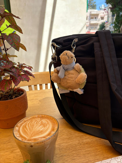 Turtle with Blue Scarf plush keychain - 10 cm - Close Up | Pinky Promise
