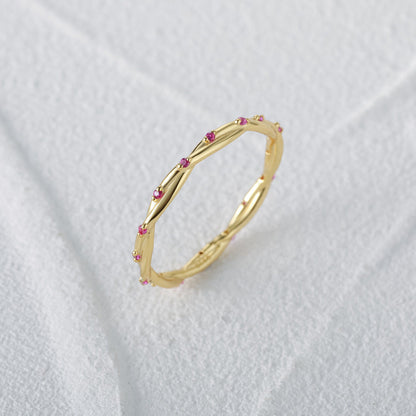 Twisted Vine Pink Stone Ring – 925 Sterling Silver, Gold Plated - Photo 11 | Pinky Promise