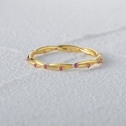 Twisted Vine Pink Stone Ring – 925 Sterling Silver, Gold Plated - Photo 9 | Pinky Promise