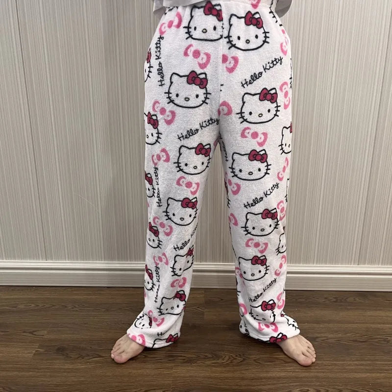 White hello kitty pajama pants (winter material)(خامة شتوية) | Pinky Promise