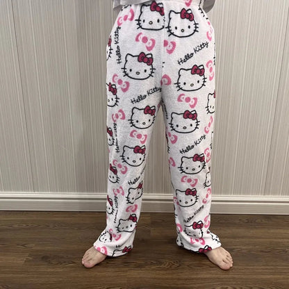 White hello kitty pajama pants (winter material)(خامة شتوية) | Pinky Promise