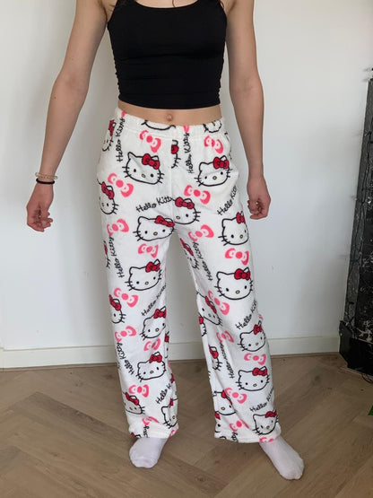 White hello kitty pajama pants (winter material)(خامة شتوية) - Close Up | Pinky Promise